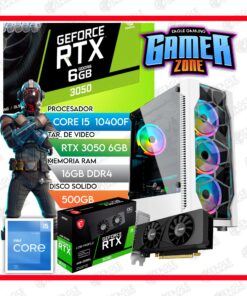 COMPUTADORA GAMER CORE I5 10400F | RTX 3050 6GB | 16GB RAM DDR4 | SSD 500GB NVME